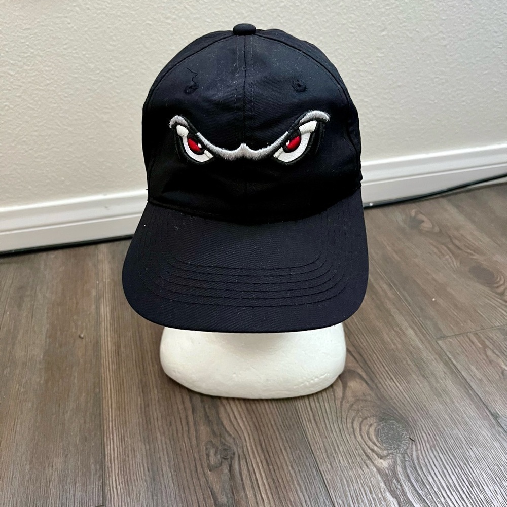 Black Cap with Embroidered Eyes